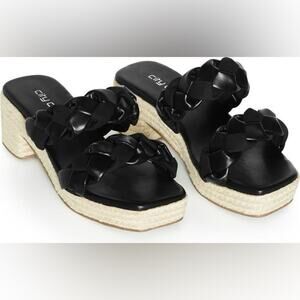 City Chic NWT Roxy Platform Sandals Black Braided Size 11W  11 Wide